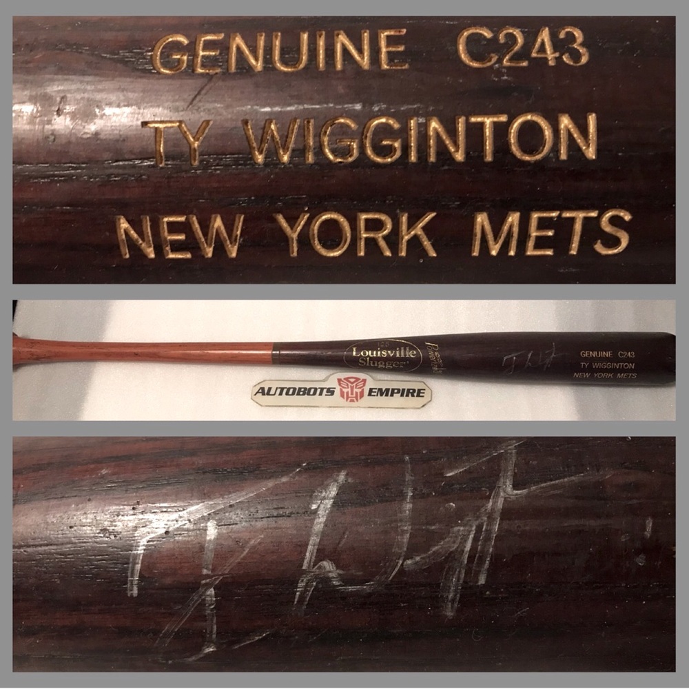 TY WIGGINTON 9 NY METS MLB GAME USED LOUISVILLE SLUGGER BASEBALL BAT Autographed